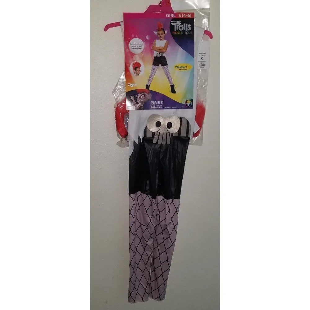 NEW Barb Trolls World Tour Halloween Costume S 4-6 M 8-10 Jumpsuit Mohawk